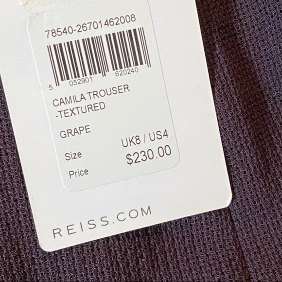 NWT Reiss Camila Textured Pleat Slim Trouser - Picture 12 of 12